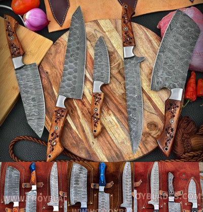 Black Friday Sale Beautiful Custom hand made forged Damascus steel kitchen knives sets 78 - Troy Blades