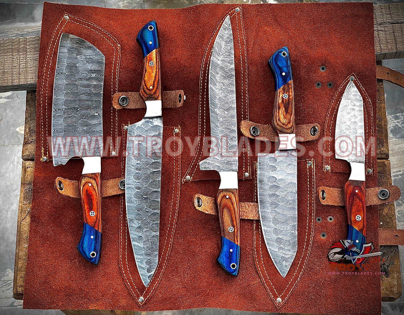 Black Friday Sale Beautiful Custom hand made forged Damascus steel kitchen knives sets 78 - Troy Blades