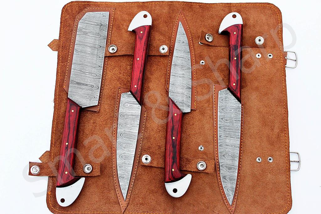 Beautiful Custom Handmade Damascus BBQ/kitchen knives - Troy Blades