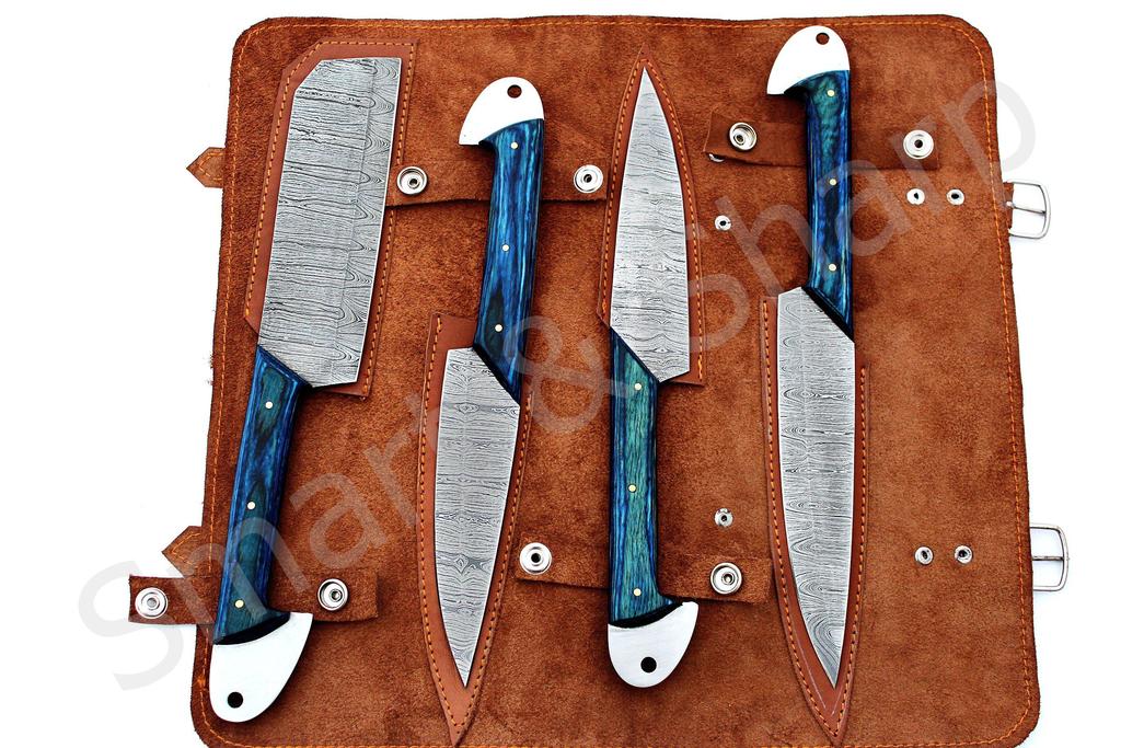 Beautiful Custom Handmade Damascus BBQ/kitchen knives - Troy Blades