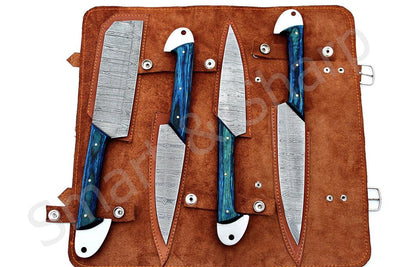 Beautiful Custom Handmade Damascus BBQ/kitchen knives - Troy Blades