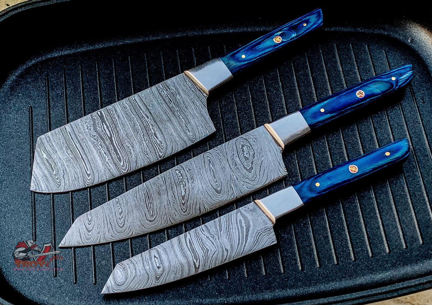 Custom Handmade Damascus Kitchen/BBQ Set S004 - Troy Blades