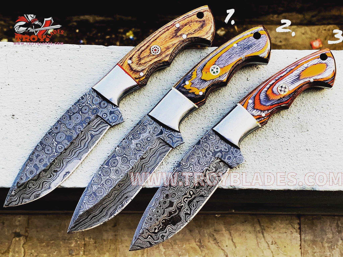 Custom Handmade Damascus Hunting Knives D552 - Troy Blades