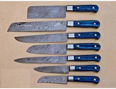 Custom Handmade Damascus Chef/Kitchen knives set - Troy Blades