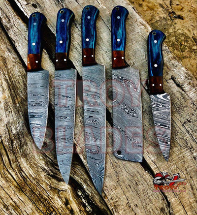 Beautiful Custom Handmade Damascus BBQ/kitchen knives - Troy Blades