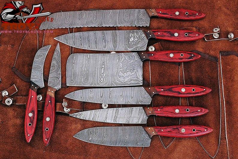 Beautiful Custom Handmade Damascus kitchen knives - Troy Blades