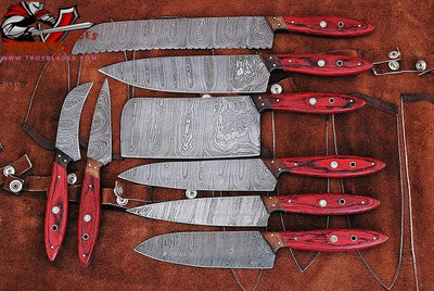 Beautiful Custom Handmade Damascus kitchen knives - Troy Blades