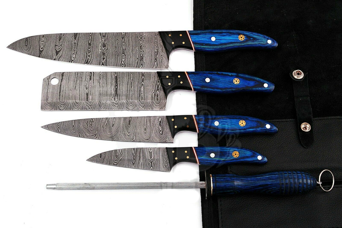 Beautiful Custom handmade Damascus kitchen/BBQ knives set - Troy Blades