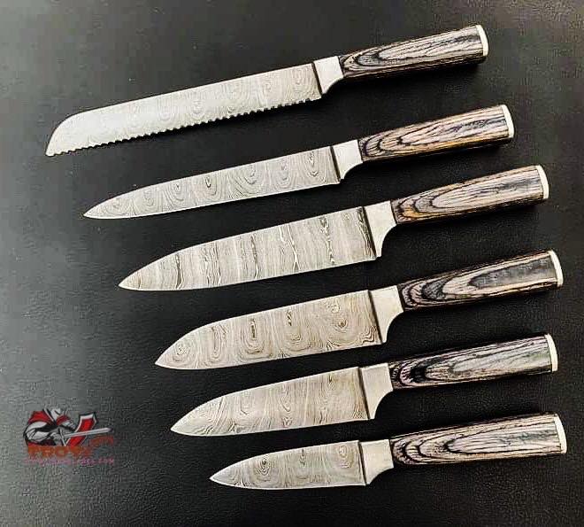 Beautiful Custom Handmade Damascus kitchen knives - Troy Blades