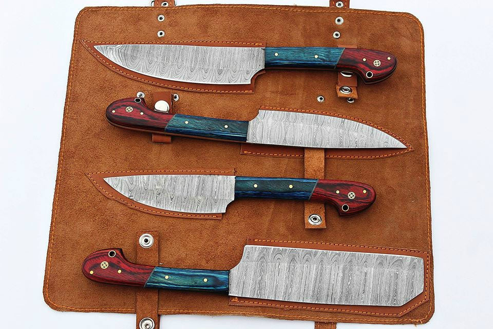 On Sale Beautiful Custom Handmade Damascus BBQ/kitchen knives - Troy Blades