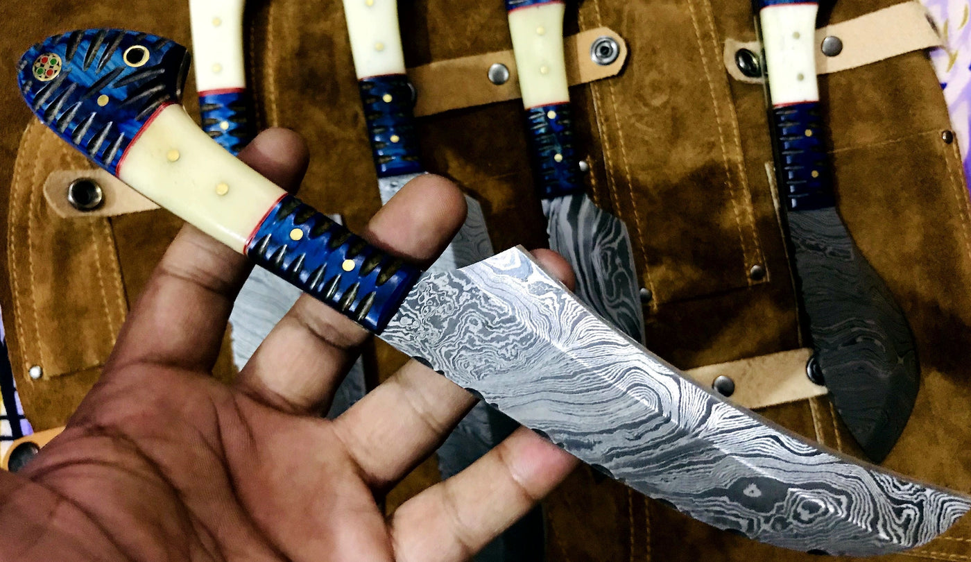 Custom Handmade Damascus Outdoor/BBq knives set - Troy Blades
