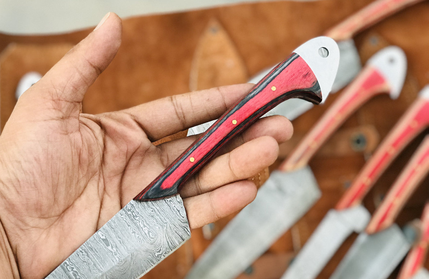 Beautiful Custom handmade Damascus kitchen/BBQ knives set - Troy Blades