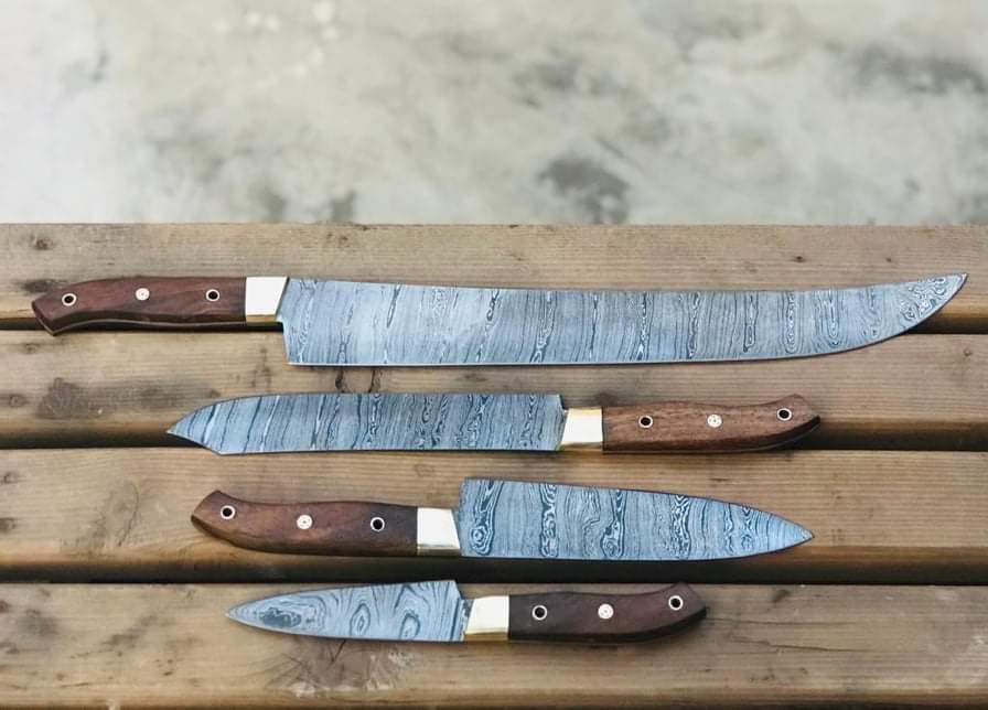 205 Beautiful Custom handmade Damascus kitchen/BBQ knives set 099 - Troy Blades
