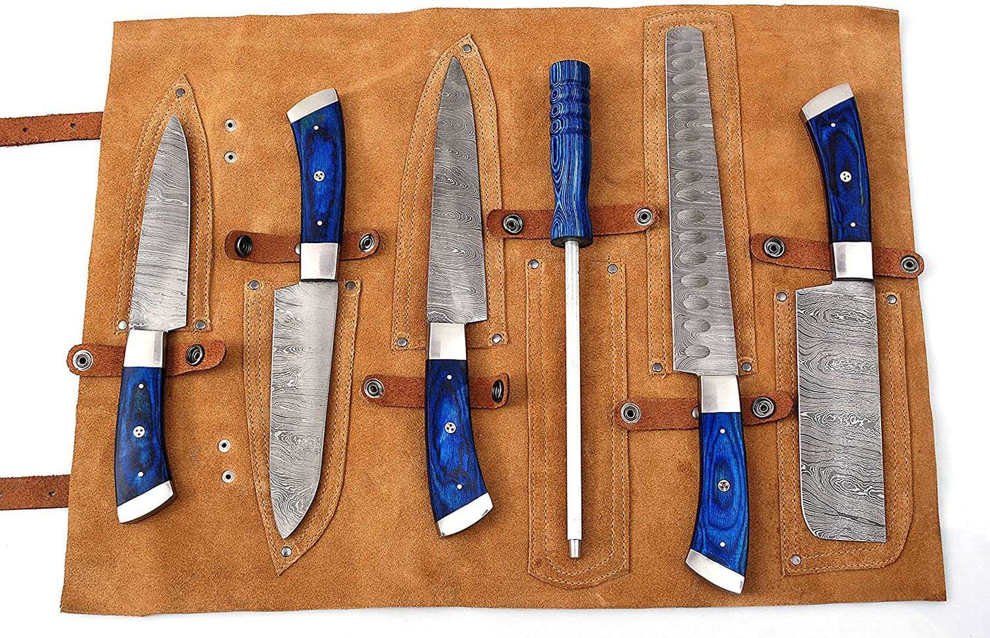 Beautiful Custom hand made Damascus steel kitchen knives sets 80 - Troy Blades