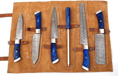 Beautiful Custom hand made Damascus steel kitchen knives sets 80 - Troy Blades