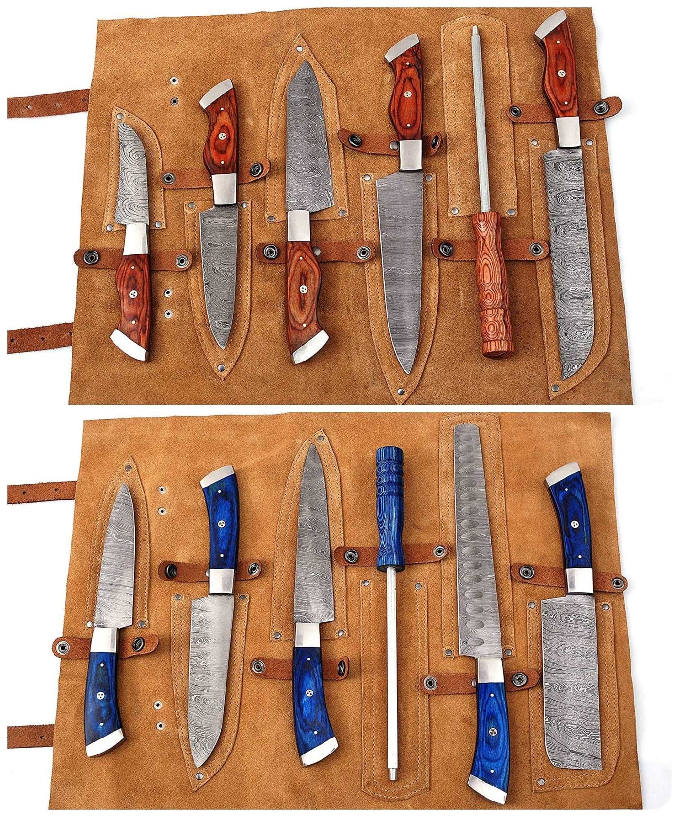 Beautiful Custom hand made Damascus steel kitchen knives sets 80 - Troy Blades