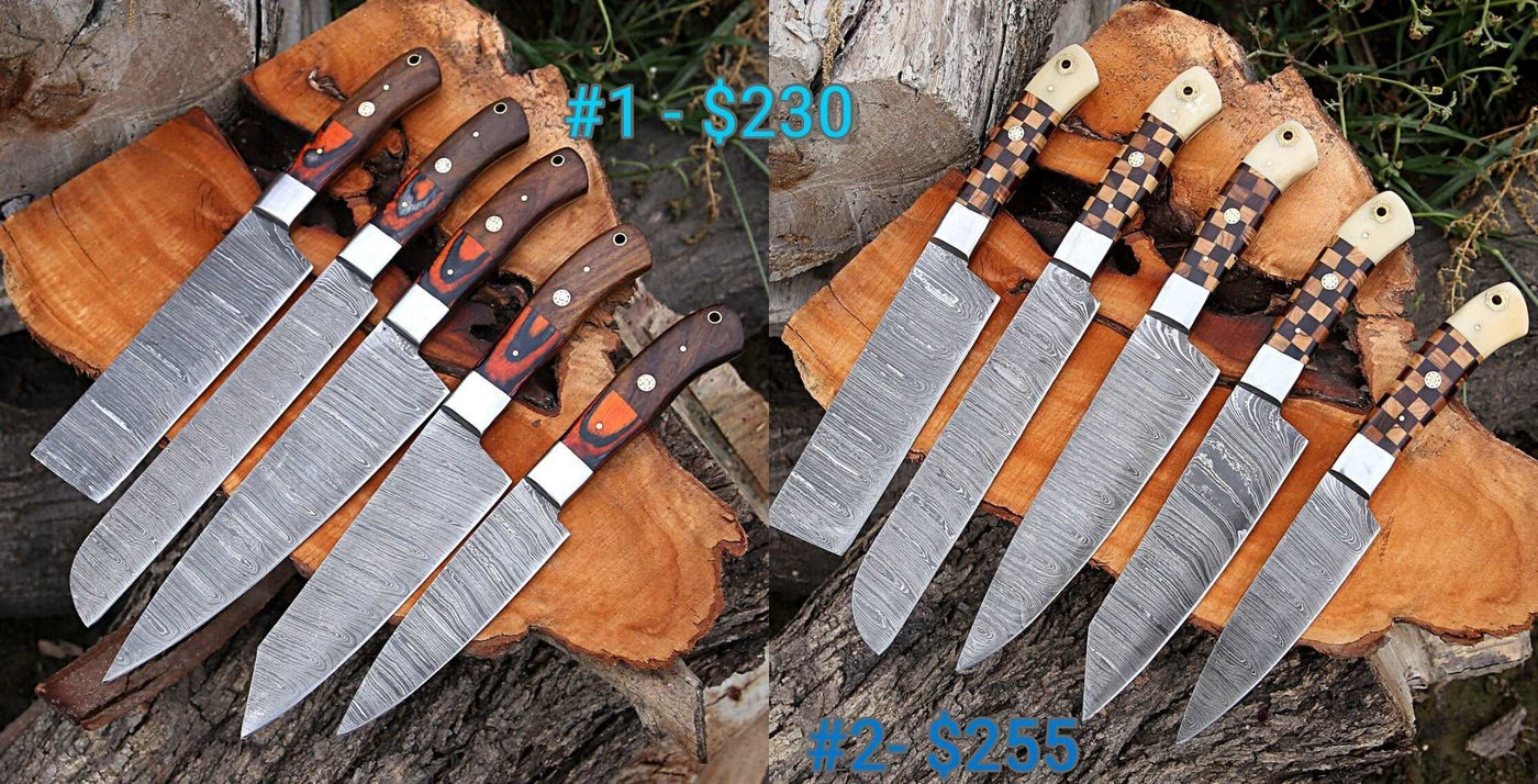 Beautiful Custom hand made Damascus steel kitchen knives sets 84 - Troy Blades