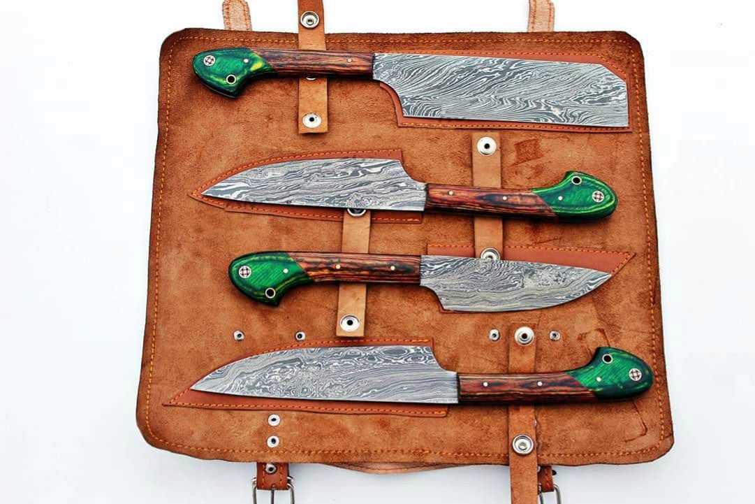 On Sale Beautiful Custom Handmade Damascus BBQ/kitchen knives - Troy Blades