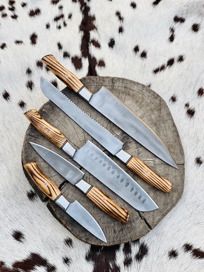 Beautiful Custom hand made D2 steel kitchen knives set - Troy Blades