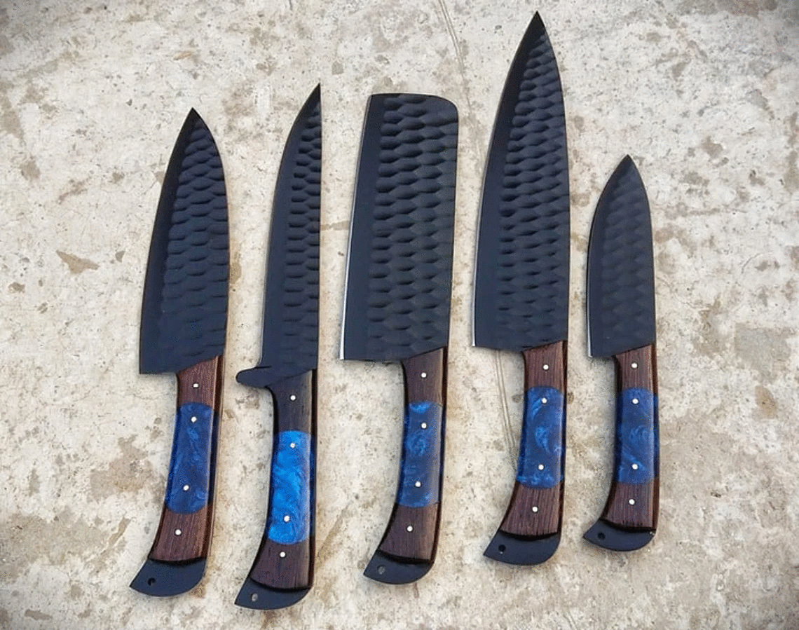 Beautiful Custom Handmade Damascus BBQ/kitchen knives - Troy Blades