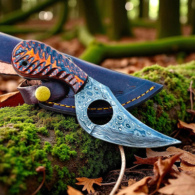 Handmade Damascus Steel Hunting Knife: Pakka Wood Handle, 7-inch 03