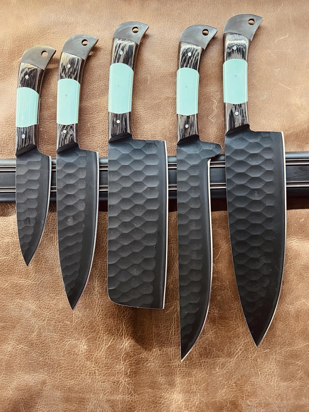 Valhalla BBQ/Kitchen Sets  | 5-Piece Set + Leather Roll - Troy Blades