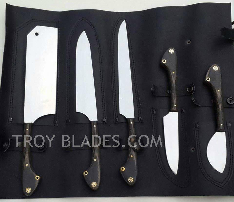 Custom Handmade Tool steel kitchen/BBQ knives set - Troy Blades