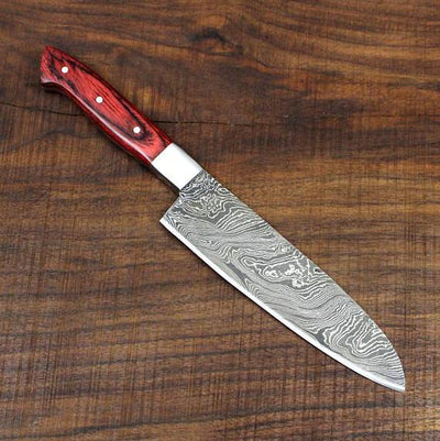 Damascus Steel Handmade Santoku Chef Knife - Troy Blades