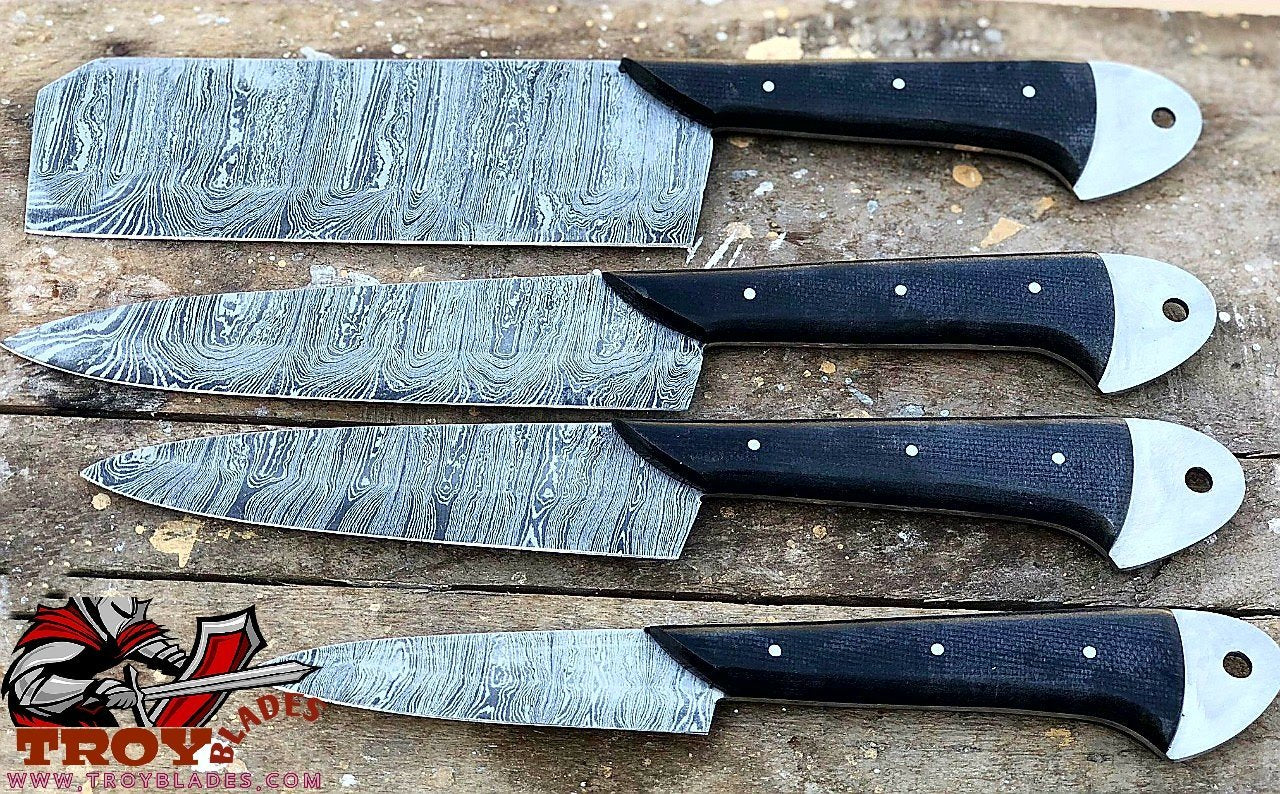 Custom Handmade Damascus Hunting/kitchen knives set - Troy Blades