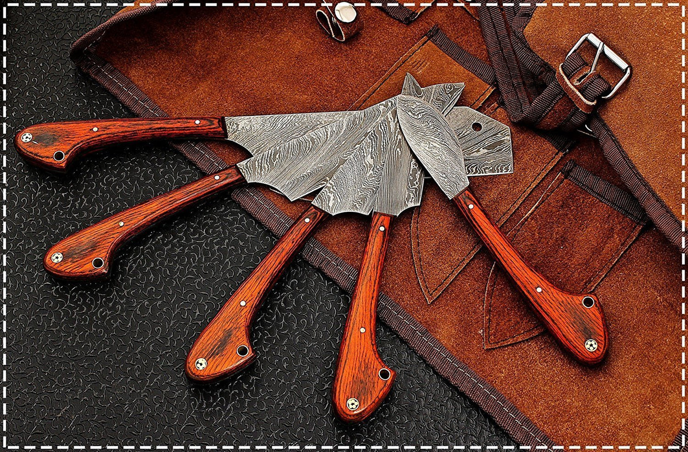 Custom Handmade Damascus steel kitchen/BBQ knives set - Troy Blades