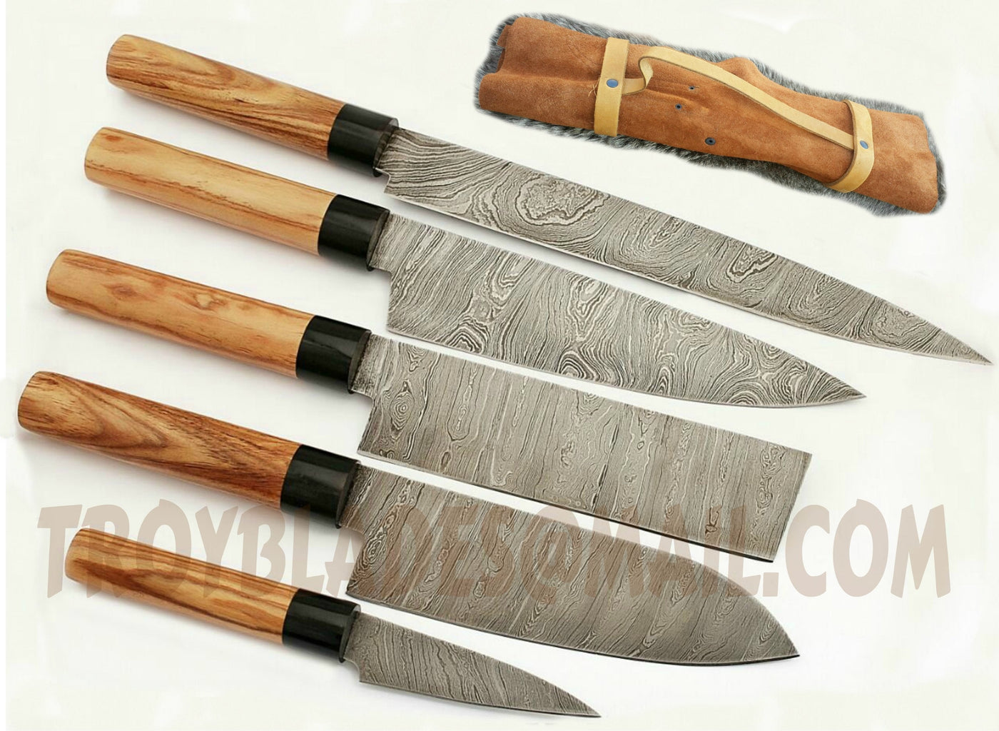 Hand made Damascus Kitchen/BBQ knives set. - Troy Blades