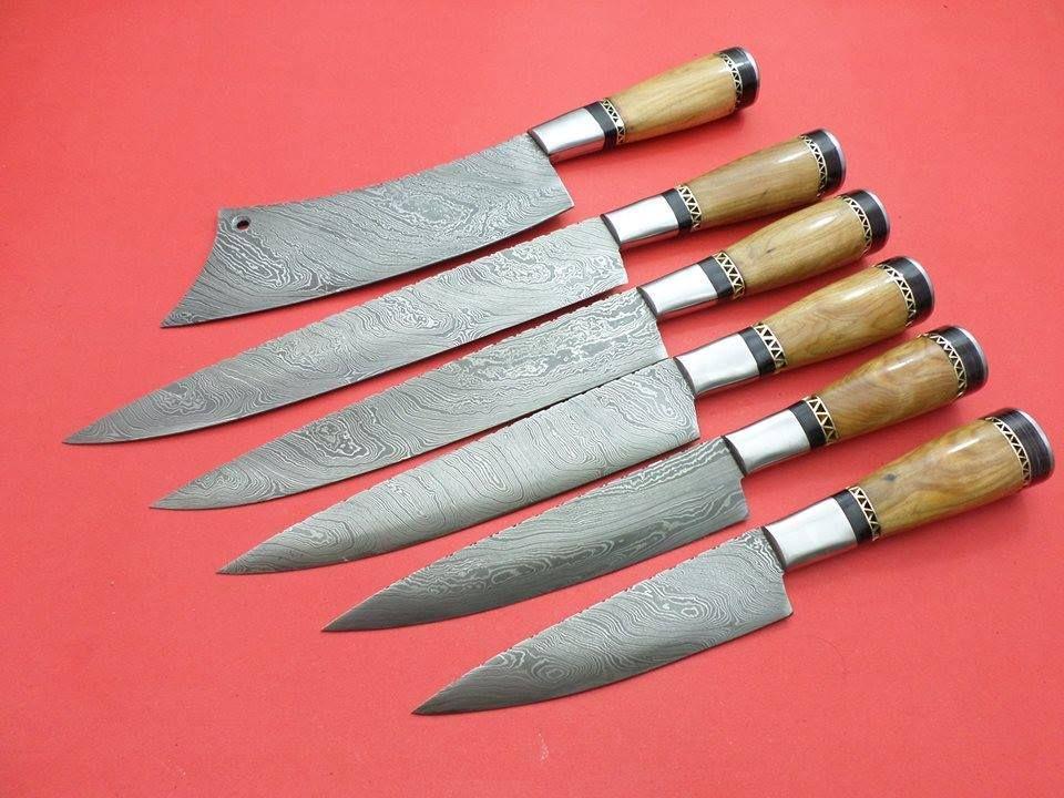 Damascus steel kitchen knives set - Troy Blades