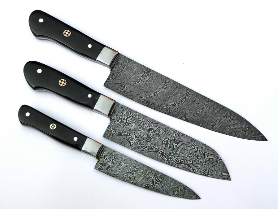 Hnadmade Damascus kitchen knives set - Troy Blades