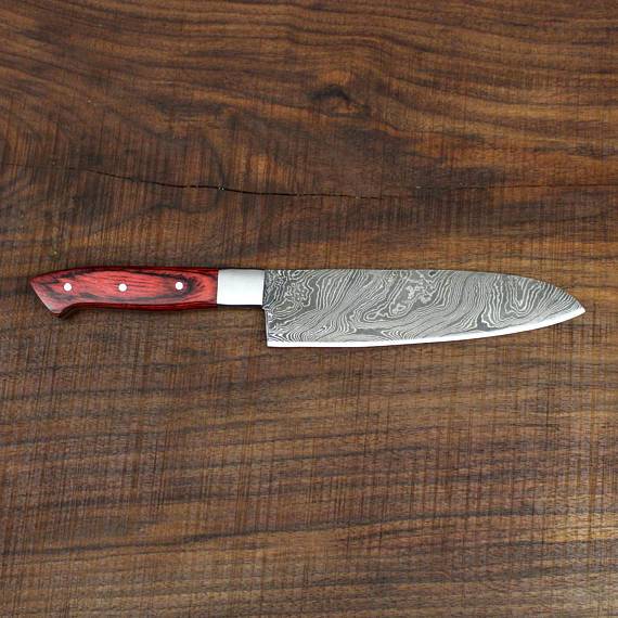 Damascus Steel Handmade Santoku Chef Knife - Troy Blades