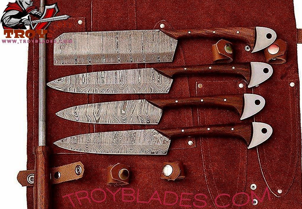 Custom Handmade Damascus Kitchen/BBQ knives set - Troy Blades