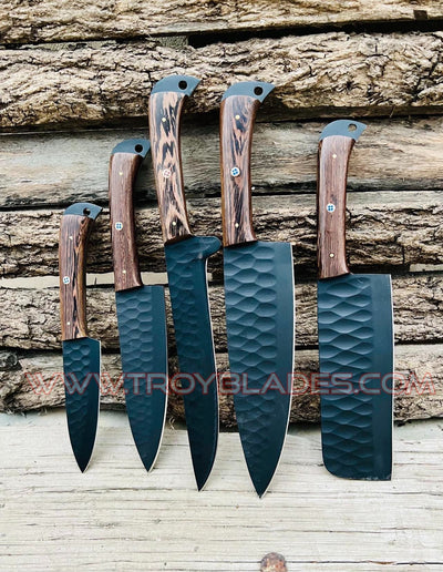 Beautiful Custom Handmade Damascus BBQ/kitchen knives Set - Troy Blades
