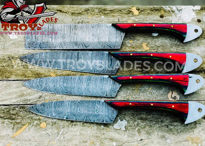 Custom Handmade Damascus steel kitchen/BBQ knives set - Troy Blades