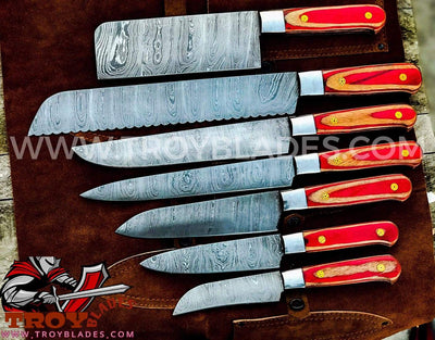 Beautiful Custom Handmade Damascus kitchen knives - Troy Blades