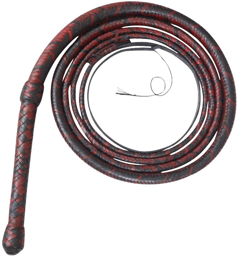 Real & Genuine Kangaroo Hide Leather Bull Whip 8'-16' 12 Plaits Equestrian Bullwhip Leather Belly & Leather Bolster Inside - Troy Blades