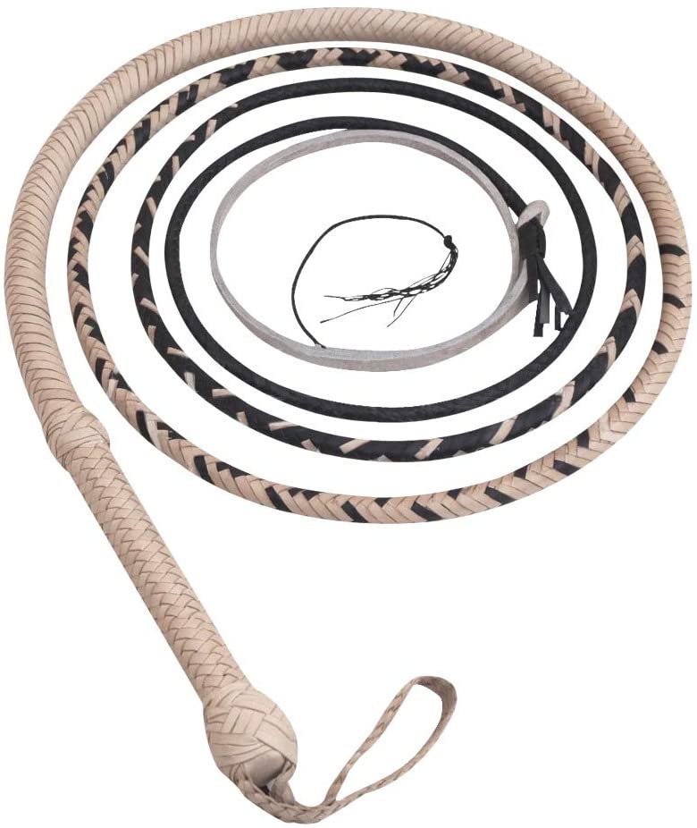 Real & Genuine Kangaroo Hide Leather Bull Whip 8'-16' 12 Plaits Equestrian Bullwhip Leather Belly & Leather Bolster Inside - Troy Blades