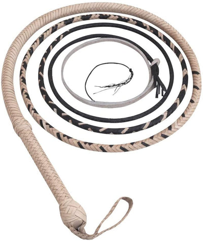 Real & Genuine Kangaroo Hide Leather Bull Whip 8'-16' 12 Plaits Equestrian Bullwhip Leather Belly & Leather Bolster Inside - Troy Blades