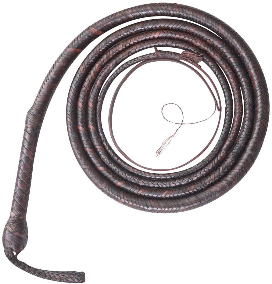 Real & Genuine Kangaroo Hide Leather Bull Whip 8'-16' 12 Plaits Equestrian Bullwhip Leather Belly & Leather Bolster Inside - Troy Blades