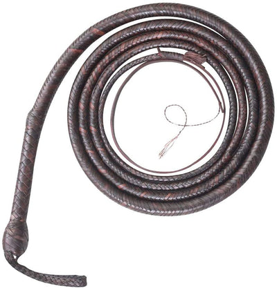 Real & Genuine Kangaroo Hide Leather Bull Whip 8'-16' 12 Plaits Equestrian Bullwhip Leather Belly & Leather Bolster Inside - Troy Blades