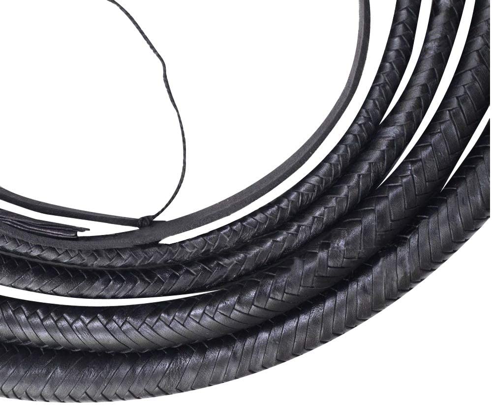 Real & Genuine Kangaroo Hide Leather Bull Whip 8'-16' 12 Plaits Equestrian Bullwhip Leather Belly & Leather Bolster Inside - Troy Blades