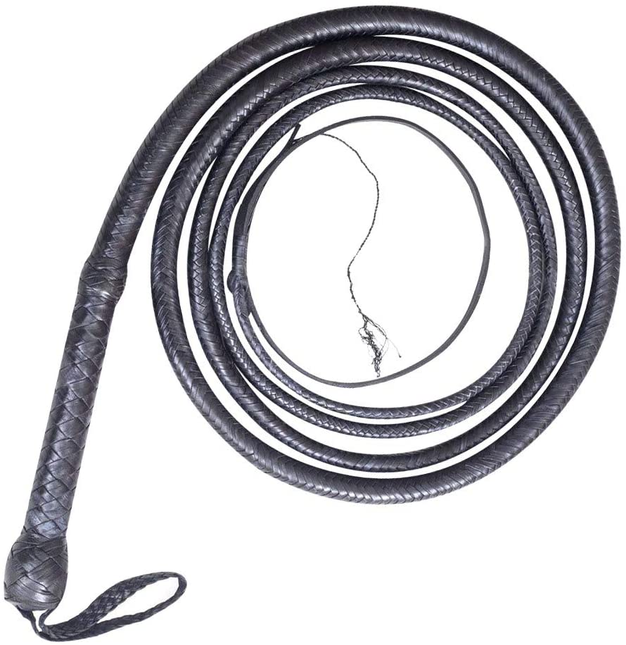 Real & Genuine Kangaroo Hide Leather Bull Whip 8'-16' 12 Plaits Equestrian Bullwhip Leather Belly & Leather Bolster Inside - Troy Blades