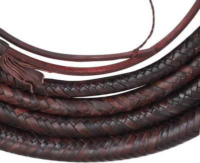 Real & Genuine Kangaroo Hide Leather Bull Whip 8'-16' 12 Plaits Equestrian Bullwhip Leather Belly & Leather Bolster Inside - Troy Blades