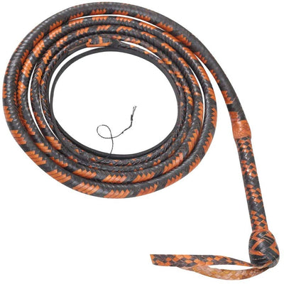 Real & Genuine Kangaroo Hide Leather Bull Whip 8'-16' 12 Plaits Equestrian Bullwhip Leather Belly & Leather Bolster Inside - Troy Blades