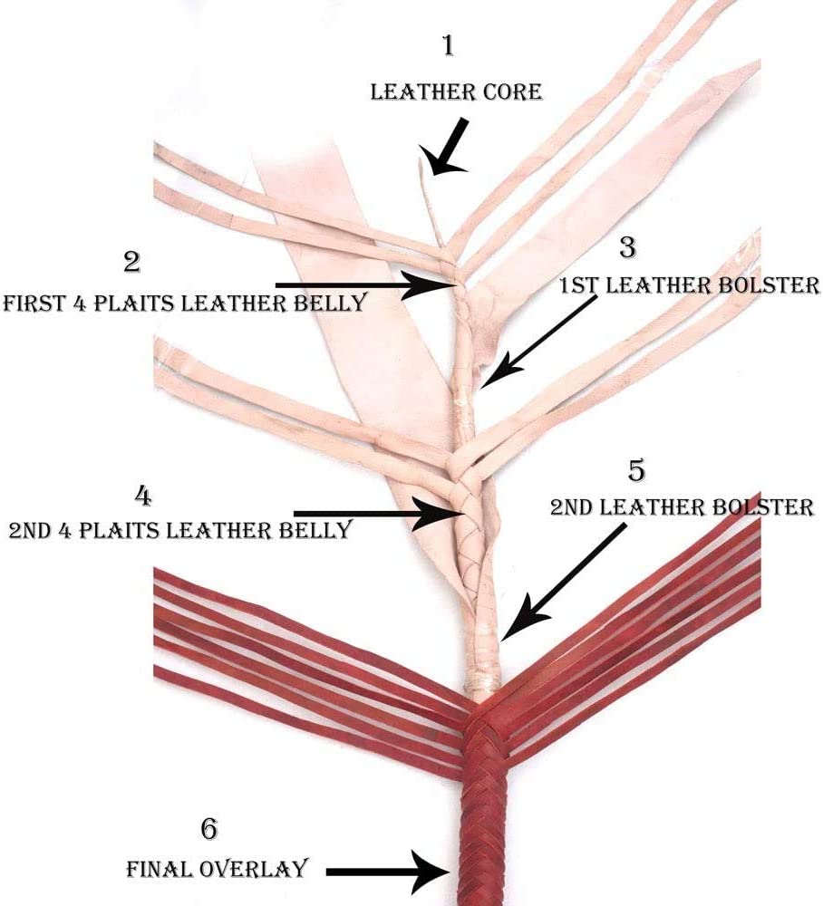 Real & Genuine Kangaroo Hide Leather Bull Whip 8'-16' 12 Plaits Tan Brown Bullwhip Hand Crafted Heavy Duty - Troy Blades