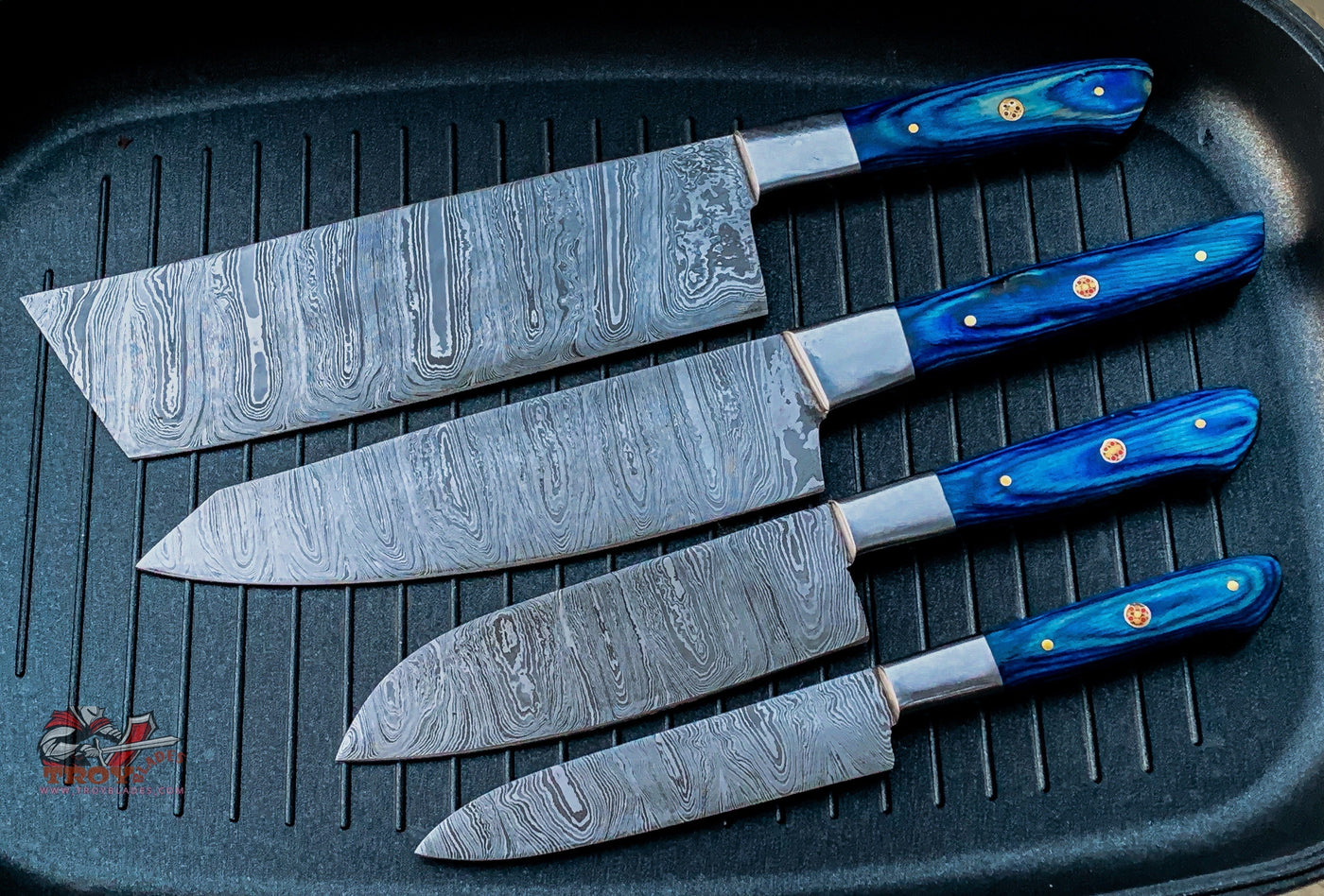 Custom Handmade Damascus Kitchen/BBQ Set S002 - Troy Blades