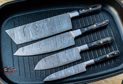 Custom Handmade Damascus Kitchen/BBQ Set S003 - Troy Blades